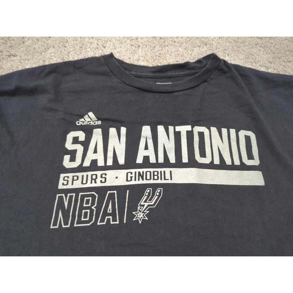 San Antonio Spurs T Shirt Mens 2XL NBA Ginobili‎ 20 Short Sleeve Adidas Black - Picture 2 of 7